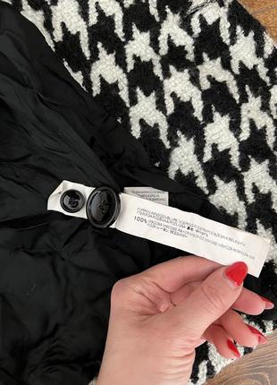 Кардиган узор гусиные лапки пиджак с поясом, мини пальто5 фото