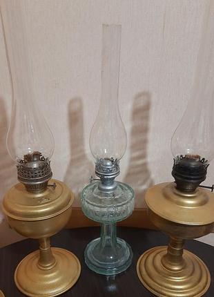 Лампа керосиновая большая высокая металлическая или стеклянная пр-во ссср