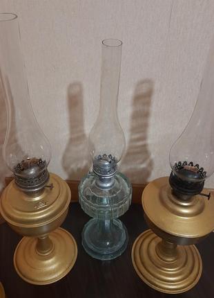 Лампа керосиновая большая высокая металлическая или стеклянная пр-во ссср