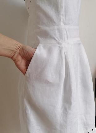 Льняное платье белый лен корсет3 фото