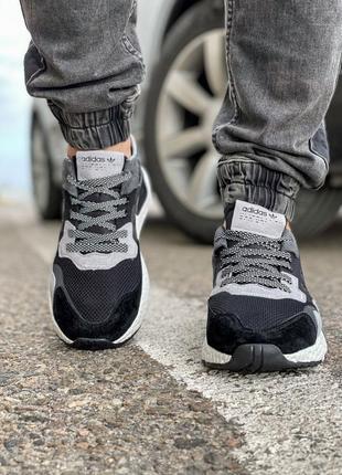 Sale! кроссовки мужские adidas nite jogger boost 3m черные8 фото