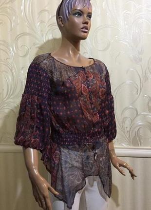 Шикарная блуза - шелк, zara, размер l2 фото