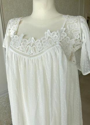 Сукня-блуза-туніка білосніжна/ мереживо // розмір l-xl6 фото