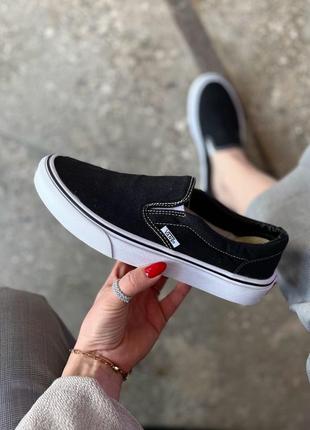 Женские vans classic slip-on black white 36-37-38-39-40-413 фото