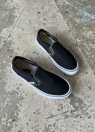 Женские vans classic slip-on black white 36-37-38-39-40-417 фото