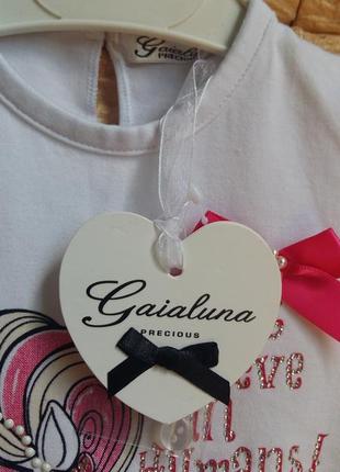Нарядная футболка gaialuna (италия) на 3-6 месяцев (размер 58)5 фото