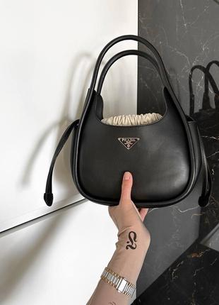 Жіночка сумка prada leather handbag black1 фото