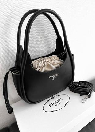 Жіночка сумка prada leather handbag black6 фото