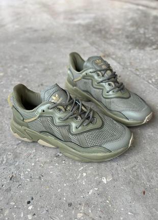 Мужские кроссовки adidas ozweego khaki / smb