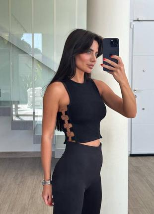 Топ в рубчик леггинсы со штрибками