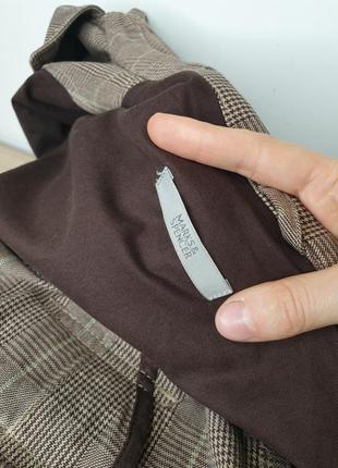 Базовый натуральный укороченный тренч пальто в клетку гусиная лапка с поясом marks &amp; spencer9 фото