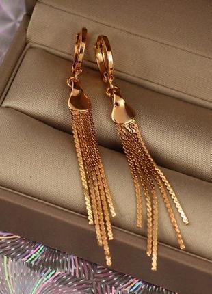 Серьги метелки xuping jewelry с плоским основанием 5.5 см золотистые