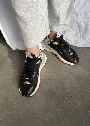 Мужские кроссовки adidas nite jogger black white red / smb4 фото