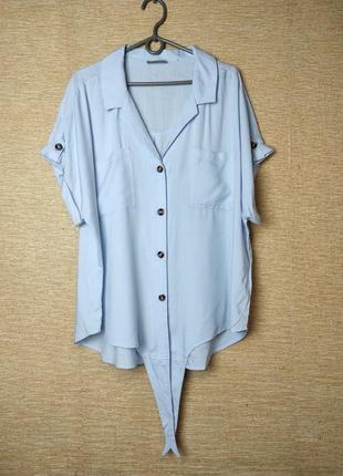 Вискозная голубая блуза рубашка4 фото