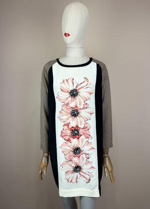 Hoss intropia cos etro sandro преміум люкс бренд плаття сукня кокон шовк шелк на довгий рукав паєтки квітковий принт