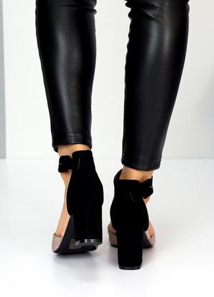 Босоножки сандали на каблуке високом широком квадратном черные6 фото