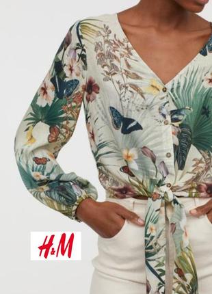Сорочка топ в тропічний принт h&m віскоза