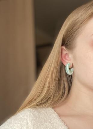 Зелені сережки бублики 4