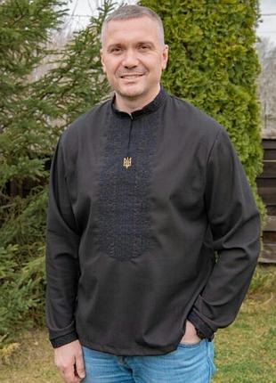 Вышиванка лен с трезубом