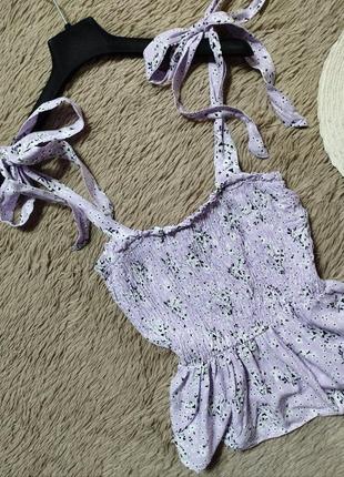 Шикарный лиловый топ бандо с завязками/блузка/блуза/майка2 фото