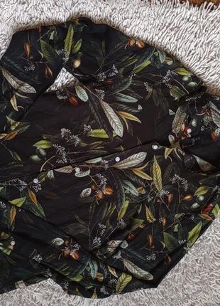 Мягкая котоновая рубашка оливковый принт блуза4 фото