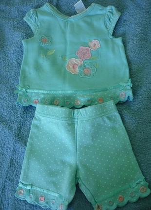 Продам літній комплект для дівчинки 0-3 міс. (футболка і шортики)