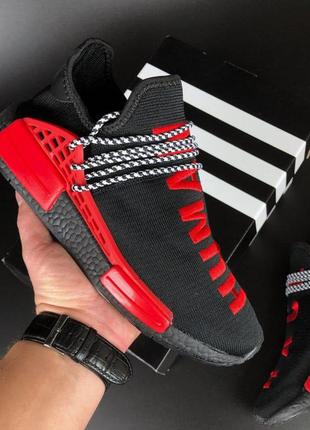 Женские кроссовки adidas nmd human race в сеточку черные красные