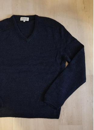 Свитер пуловер мужской шерсть альпака jig saw с латками м р темно синий идеал оригинал