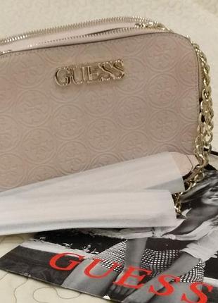 Кроссбоди сумка guess heritage  бежевая оригинал