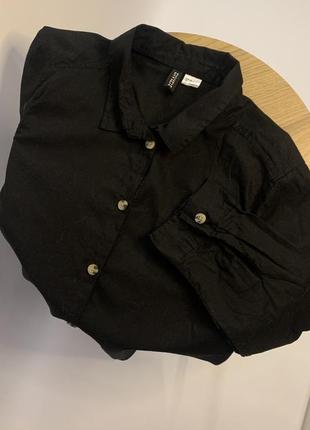 Черная рубашка-рубашка h&amp;m хлопковая