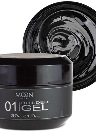 Моделювальний гель moon full builder gel 01, прозорий, 30 мл