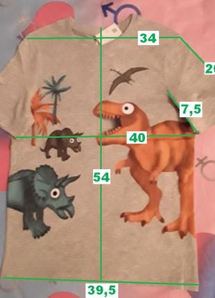 Фирменная серая хлопковая футболка с динозаврами р.134-1403 фото