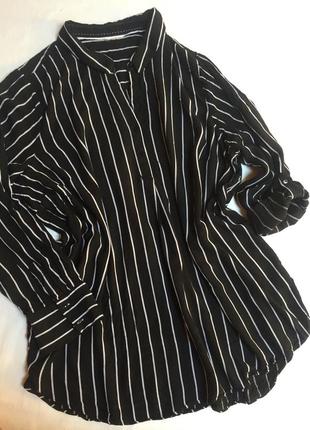 Сорочка блуза блузка туніка в смужку чорно біла etam
