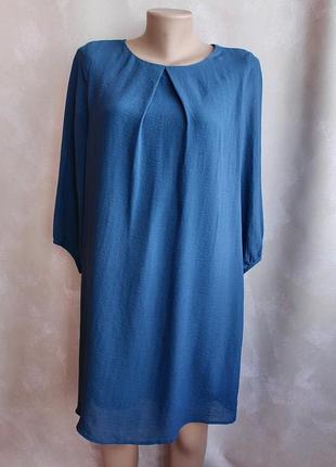 Платье шифоновое синее свободного кроя h&amp;m9 фото