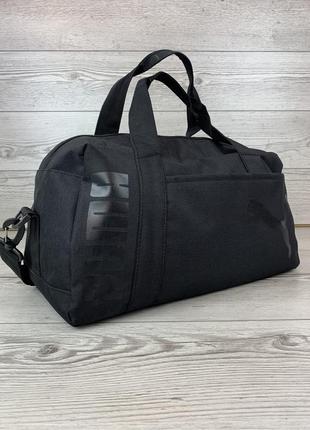 Мужская спортивная сумка puma, черная дорожная сумка пума в спортзал на длинном ремешке10 фото