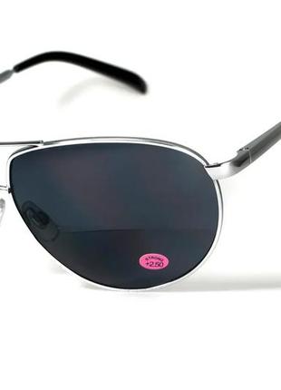 Біфокальні захисні окуляри global vision aviator bifocal (+2.0) (gray) сірі2 фото