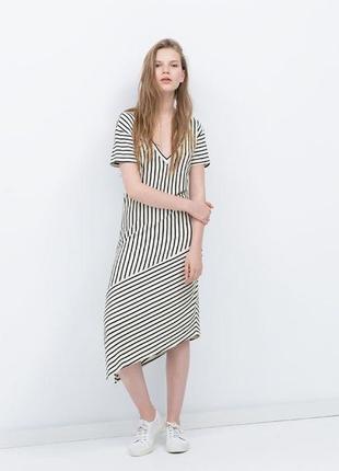 Міді сукня, плаття у змужку zara