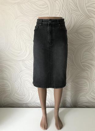 Джинсовая юбка с высокой посадкой «topshop»1 фото