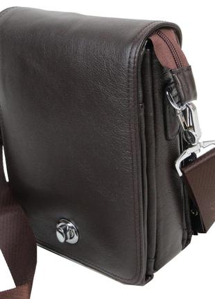 Чоловіча шкіряна сумка, планшетка через плече giorgio ferretti коричнева3 фото