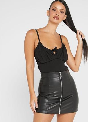 Черный боди в рубчик missguided1 фото