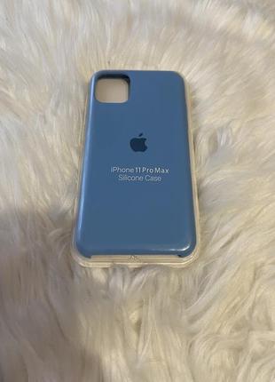 Силиконовый чехол silicone case iphone 11 pro max голубой