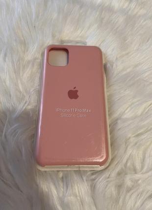 Силиконовый чехол silicone case iphone 11 pro max розовый с персиковым оттенком, новый