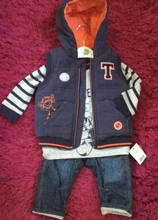 Комплект одежды тигра винные пух пух, жилет, реглан, джинсы