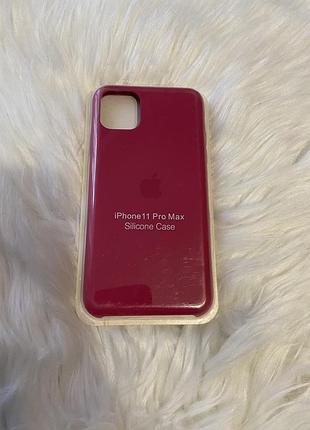 Силиконовый чехол silicone case iphone 11 pro max малиновый, новый