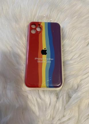 Силиконовый чехол silicone case iphone 11 pro max радуга