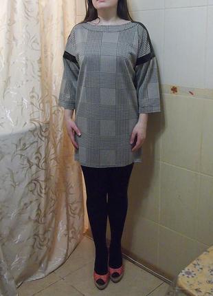 Деми платье офис zara m трикотаж кожзам