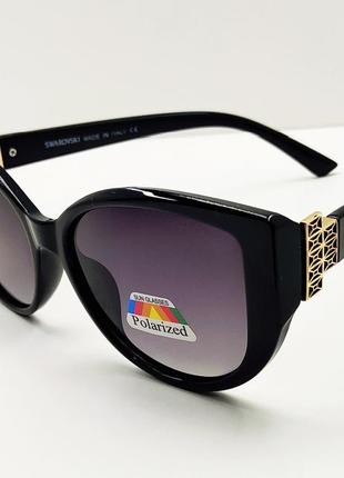Жіночі окуляри сонцезахисні поляризаційні чорні8 фото