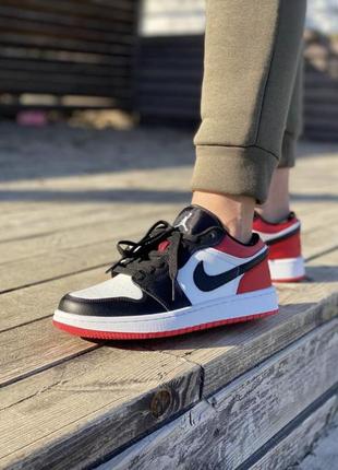 Стильные, супер модные кроссовки  nike air jordan 1 low black white red❤️‍🔥7 фото