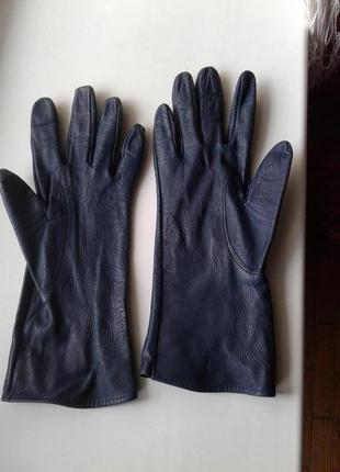 Сині шкіряні демісезонні осінь весна рукавички зір3 фото