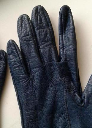 Сині шкіряні демісезонні осінь весна рукавички зір8 фото